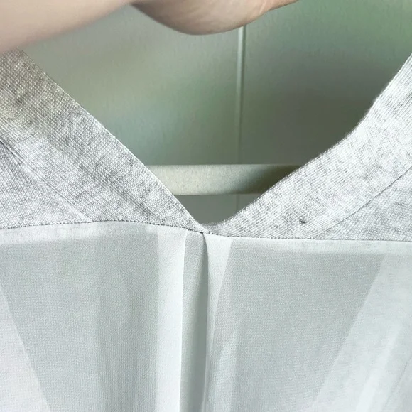 NWT Lane Bryant Grey Knit V- Neck Kimono Sleeve Mixed Media Sheer Top Sz… - Picture 5 of 13